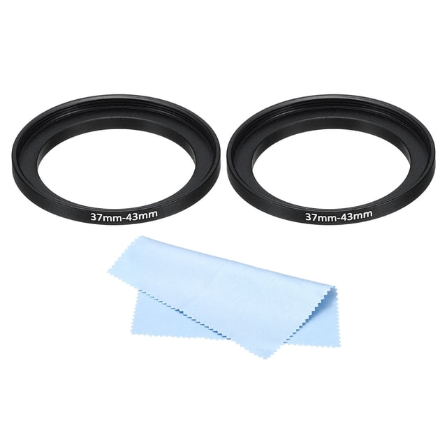 Unique Bargains 49mm-52mm Step Up Ring with Cleaning Cloth, 2 Pack Camera Lens Filter Adapter Ring, Black