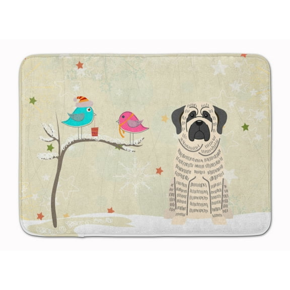 Christmas Presents between Friends Mastiff - Brindle and White Machine Washable Memory Foam Mat