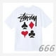 thumbnail image 1 of Camisetas Stussy de manga corta para hombre y mujer, marca de moda de verano Camisetas Stussy de calle holgadas y versátiles de puro algodón para parejas, tendenciaT24 Azul pavo real Blanco [Póker], 1 of 5