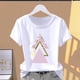 thumbnail image 2 of Camiseta Modal con estampado Floral para mujer, moda deportiva informal, camiseta de manga corta explosiva, camisetas gráficas, ropa para mujer, camiseta de gran tamaño, 2 of 5