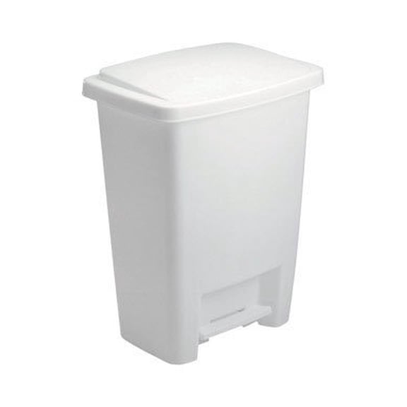 Rubbermaid Step-On Wastebasket 33 Qt. 15" X 13" X 20" Plastic Bisque, White