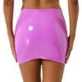 thumbnail image 4 of Alvivi Women's Glossy PVC Leather Mini Skirt Solid Color Bodycon Short Pencil Skirts Dark Pink M, 4 of 7