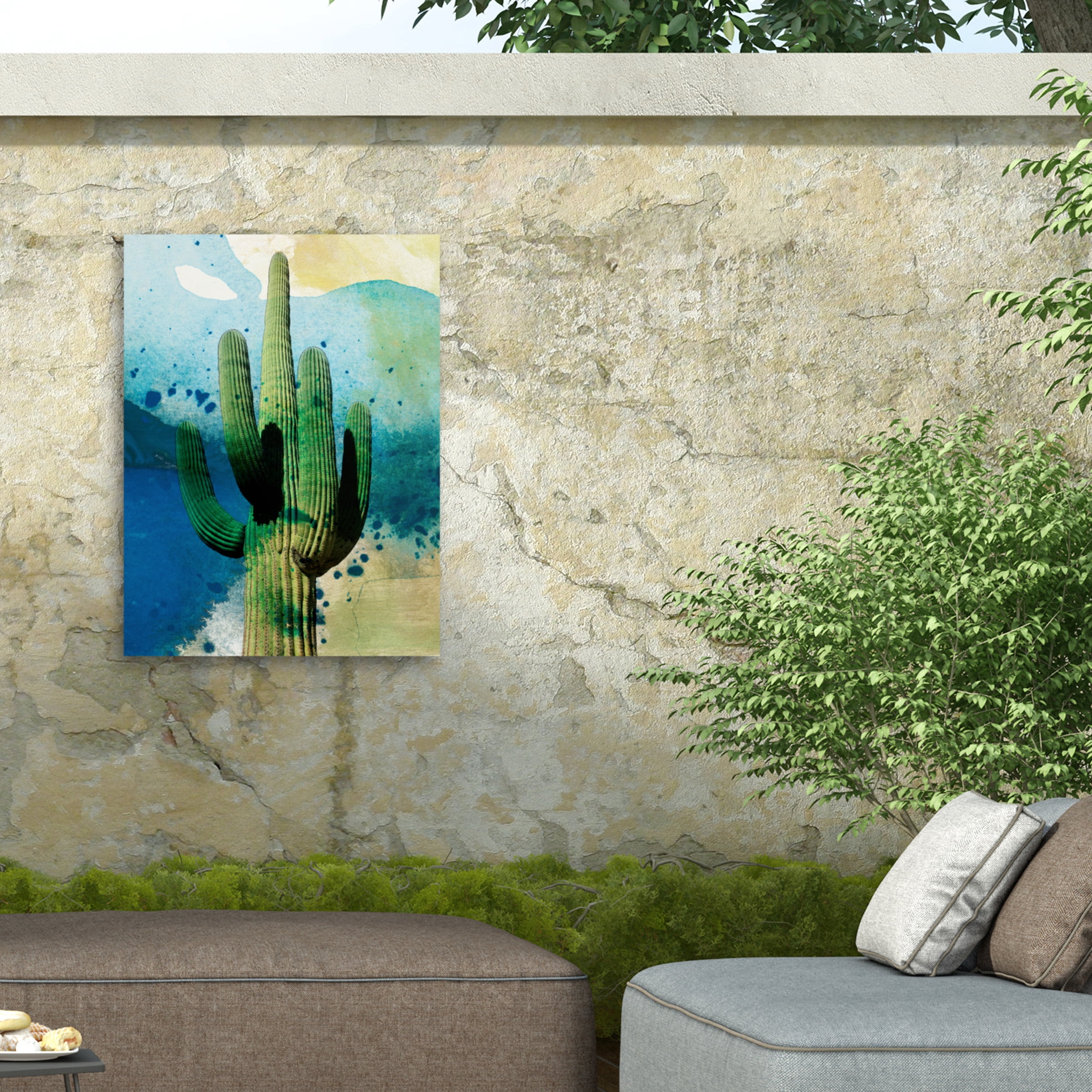 Sisa Jasper 'Cactus Abstract' Outdoor Canvas 47x47