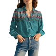 thumbnail image 4 of kaondbfi Women Cotton Shirt Printed Fashion Button Down Shirts Casual Tops Long Sleeve Blouse Womens Fashion Summer Essentials Clothing, 4 of 7