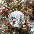 thumbnail image 5 of Welcome Sign Front Door Decorations, Christmas Snowman Round Wall Art Outdoor Metal Wreaths, Winter Xmas Pine Trees Snowy Scenery Seasonal Hanging Sign for Home Porch Decor Warming Gift 8 In, 5 of 8