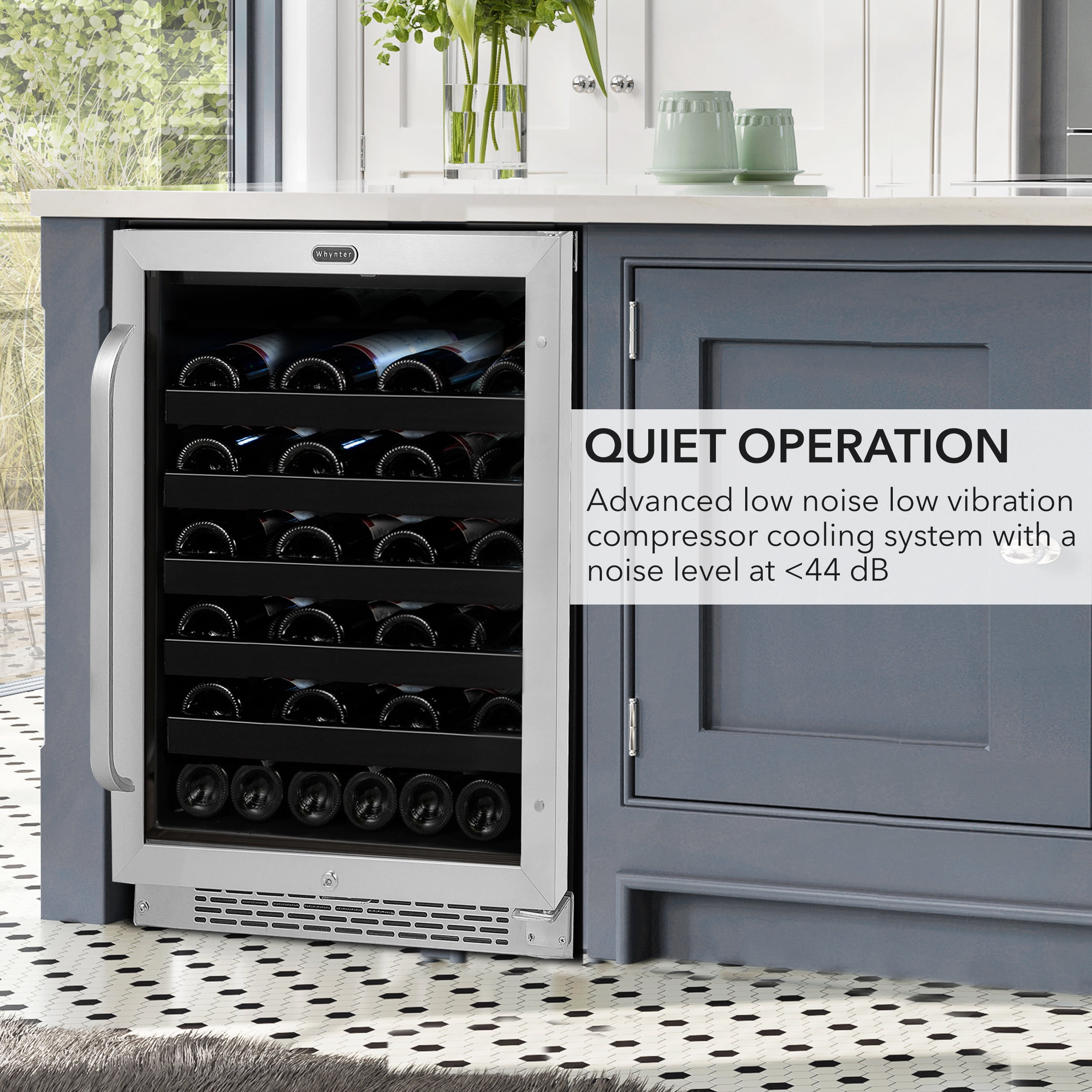 Whynter BWR-408SB 24" Built-In 46 Bottle Undercounter Stainless Steel Wine Refrigerator with Reversible Door, Digital Control, Lock, and Carbon Filter