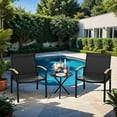 thumbnail image 2 of Vongrasig 3-Piece Patio Bistro Set, Outdoor Small Furniture Set Textilene Fabric Conversation Bistro Sets Porch Chairs with Coffee Table for Patio, Balcony, Porch,Yard (Black), 2 of 7