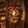 thumbnail image 2 of 2026 Christmas Indoor Home Decor Christmas Simulated Green Wreath Hanging Ornament 60cm Long Wall Door Decor For Holiday Season Indoor Outdoor Festive, 2 of 8