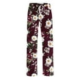 thumbnail image 6 of Olyvenn Women's Comfy Pajama Pants Wide Leg Lounge Palazzo Yoga Pants Stretch Casual Floral Print Drawstring Waist Pants Multicolor 4-6, 6 of 6