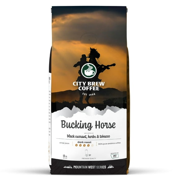 City Brew Bucking Horse Blend Dark Roast Whole Bean Coffee, 12 oz