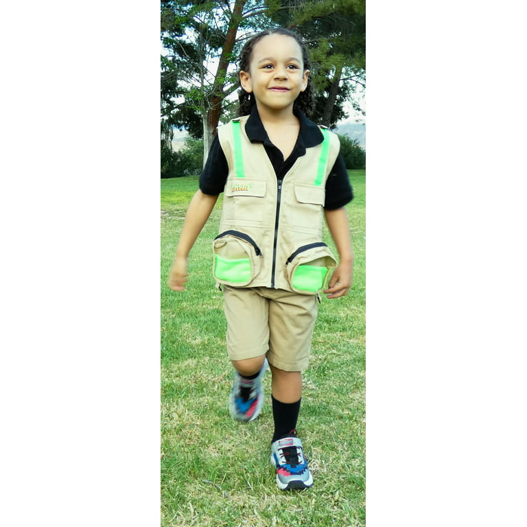 Eagle Eye Explorer Combo Set: Chino Shorts, Sun Hat & Cargo Vest for Boys  and Girls. Khaki Tan. Small/Medium. Fits 5-6. 