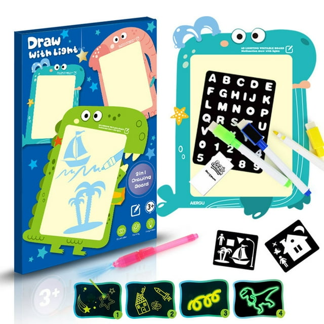 Bangcool Kids Drawing Board Luminous Dinosaur Doodle Board Drawing Tablet with 4 Pens