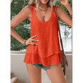thumbnail image 7 of Women'S Flowy Layered Tank Top Scoop Neck Sleeveless Blouses Shirts Casual Vacation Tops Orange and Red M Orange & Red, 7 of 7