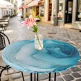 thumbnail image 3 of Abstract Light Blue Floral Elastic Fitted Round Table Cover Modern Art Waterproof Outdoor Tablecloth for Holiday Party, Picnic, Patio & Dining Fits Tables Up to 45"-54", 3 of 8