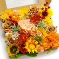 thumbnail image 1 of Piklado Caja Combinada De Flores Artificiales, Juego De Flores Artificiales, Hojas Sueltas Y Tallos, Ramo De Centro De Boda, Novia, Boda, Baby Shower (Amarillo Naranja), 1 of 5