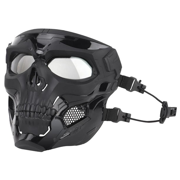 Máscara táctica de paintball con forma de calavera para entrenamiento de tiro y caza al aire libre, militar, de cara completa. Negro
