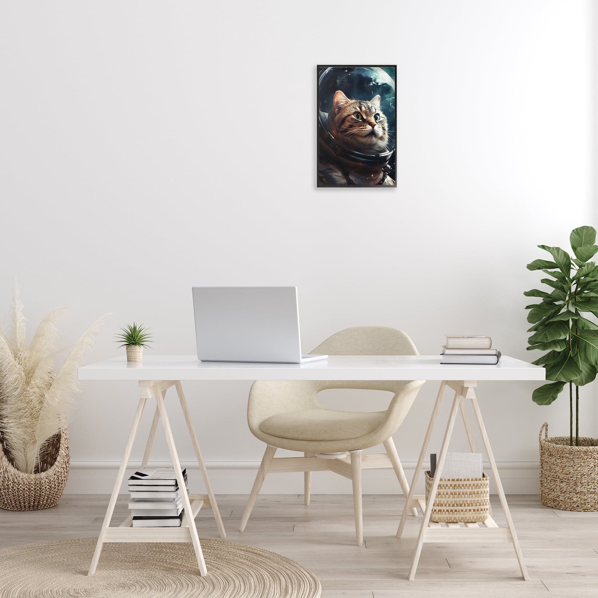 Stupell Industries Amazed Astronaut Cat Animals & Insects Painting Black Framed Art Print Wall Art, 12 x 18