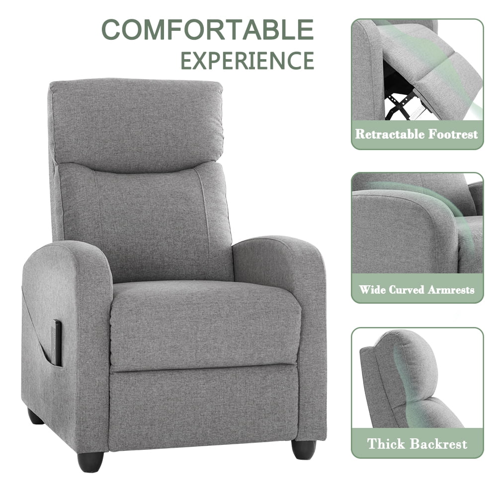 MCQ Recliner Sofa with Vibration Massage, Adjustable Footrest Chair for Lounge Bedroom, Gray