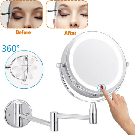 7 10x Magnifying Touch Led Lighted, Lighted Make Up Mirror Wall Mount