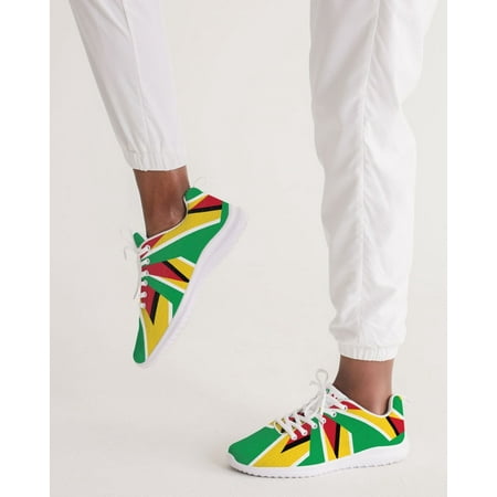 

Guyanese Swag Women s Athletic Sneakers with Abstract Guyana Flag Print