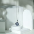 thumbnail image 3 of Rosec Jewels Floral Pendant Necklace with Lab Grown Blue Sapphire and Moissanite for Women, 10K White Gold, 3 of 7