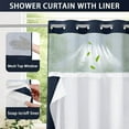 thumbnail image 5 of DawnJoanHD Waffle Weave No Hook Shower Curtain with Snap-in Liner, Blue Polyester Fabric with See-Through Top Window, 72" x 75", 5 of 10