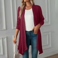 thumbnail image 2 of Fiaer Long Cardigans Sweaters for Women Plus Size Lightweight Long Sleeve Solid Asymmetric Hem Front Open Tops Red M, 2 of 6