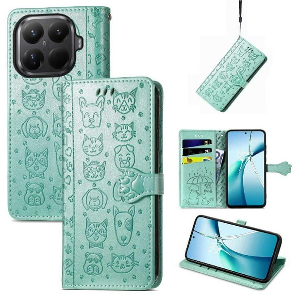 Funda Cartera FOXDOCK para Xiaomi 15T Pro , Flip PU con Relieve de Gatos y Perros, Tarjetero y Soporte
