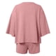 thumbnail image 3 of MKLEKYY conjunto de 2 Piezas de Faja Corta para Mujer, Top de Manga 3/4 y Pantalones Cortos con Cintura Elástica, Ropa de Estar Por Casa, 3 of 4