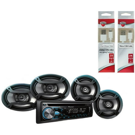 Pioneer Complete Car Audio Package DXT-X4869BT Bluetooth CD Receiver with Two 6.5" Speakers and Two 6" x 9" Speakers with *Bonus* Accessories Bundle