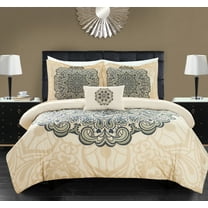 Chic Home Amina 8-Piece Reversible Paisley Comforter Set, Queen, Beige