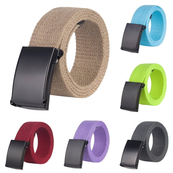 Helii Men Women Canvas Belt Fully Adjustable No Hole Slide Buckle Heavy Duty Web Belt Military Style Casual Work Belt Solid Color Outdoor Belt C,One Size