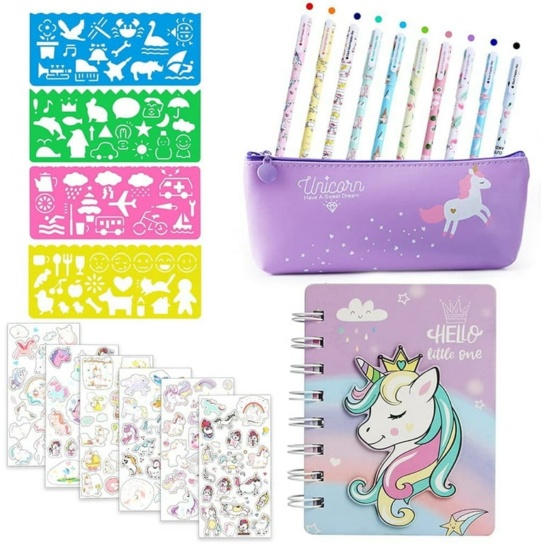  Unicorn Journal Stationary Set, Unicorns Gifts For Girls Age 5  6 7 8 9 10 12 Year Old, Big Cute Stationery Writing Pink Sticker Art, Kid  Diary Notebook Pen Set, DIY