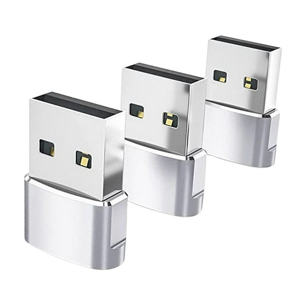 3 adaptadores USB 3.1 Tipo-C a USB 2.0 Plug and Play, hembra a macho para transmisión de datos. Argén