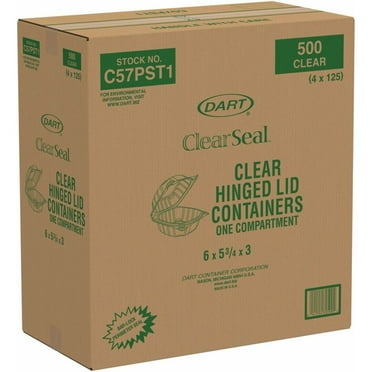 DART C57PST1 Clear 6" Seal Hinged-Lid Plastic Containers For Food 500 / Case