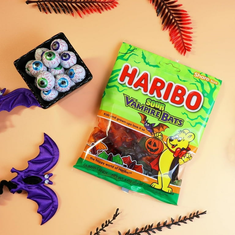 Haribo Sour Vampire Bats, Halloween Gummy Candy, Pack of 2, 4