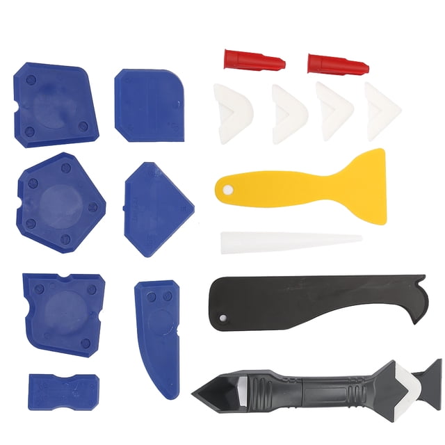 Caulking Scraper,18PCS Caulk Tools Kit Glass Cement Scraper Caulking Tool Ultra Responsive