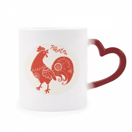 

Year Of Rooster Animal China Zodiac Red Heat Sensitive Mug Red Color Changing Stoneware Cup