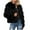 Black, variant on Lovskoo 2024 Womens Winter Coats Cropped Faux Fur Jacket Thick Warm Open Front Cardigan Furry Long Sleeve Outerwear Black