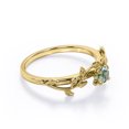 thumbnail image 3 of JeenMata Solitaire - 0.50 Carat Round Brilliant Cut Real Solid Moss Green Agate - Magic Forest Branch Engagement Ring - 18K Yellow Gold Plating over Silver, 3 of 7