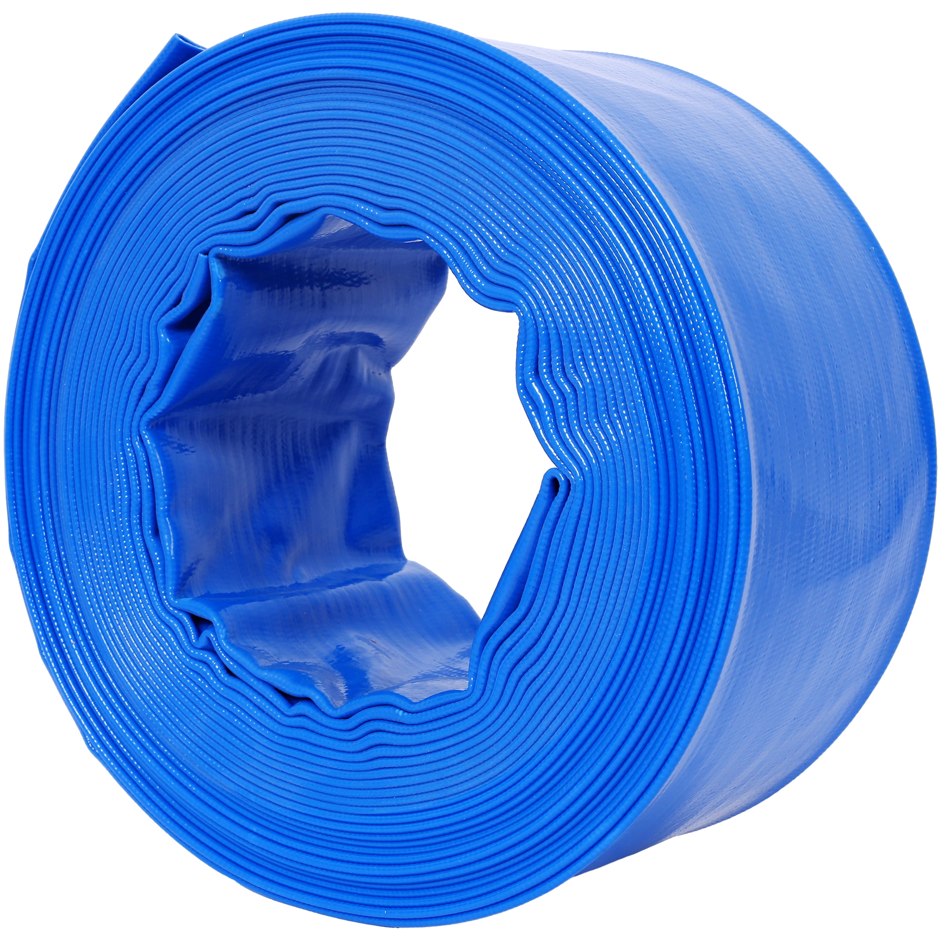 3"x50Ft Filter Backwash Hose, Blue Heavy Duty Reinforced PVC Lay Flat Water Discharge Pump Hoses for Swimming Pool Filter Pump,with 2 Clamp