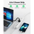 Flat Extension Cord 25 ft, Flat Plug Power Strip with USB Ports, Flat