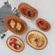 thumbnail image 5 of Cesta de pan tejida de mimbre de polietileno, cesta de frutas ovalada apilable, estante para servicio de alimentos, verduras, hogar, cocina, comedor, exterior, ratán sintético marrón JM, 5 of 5