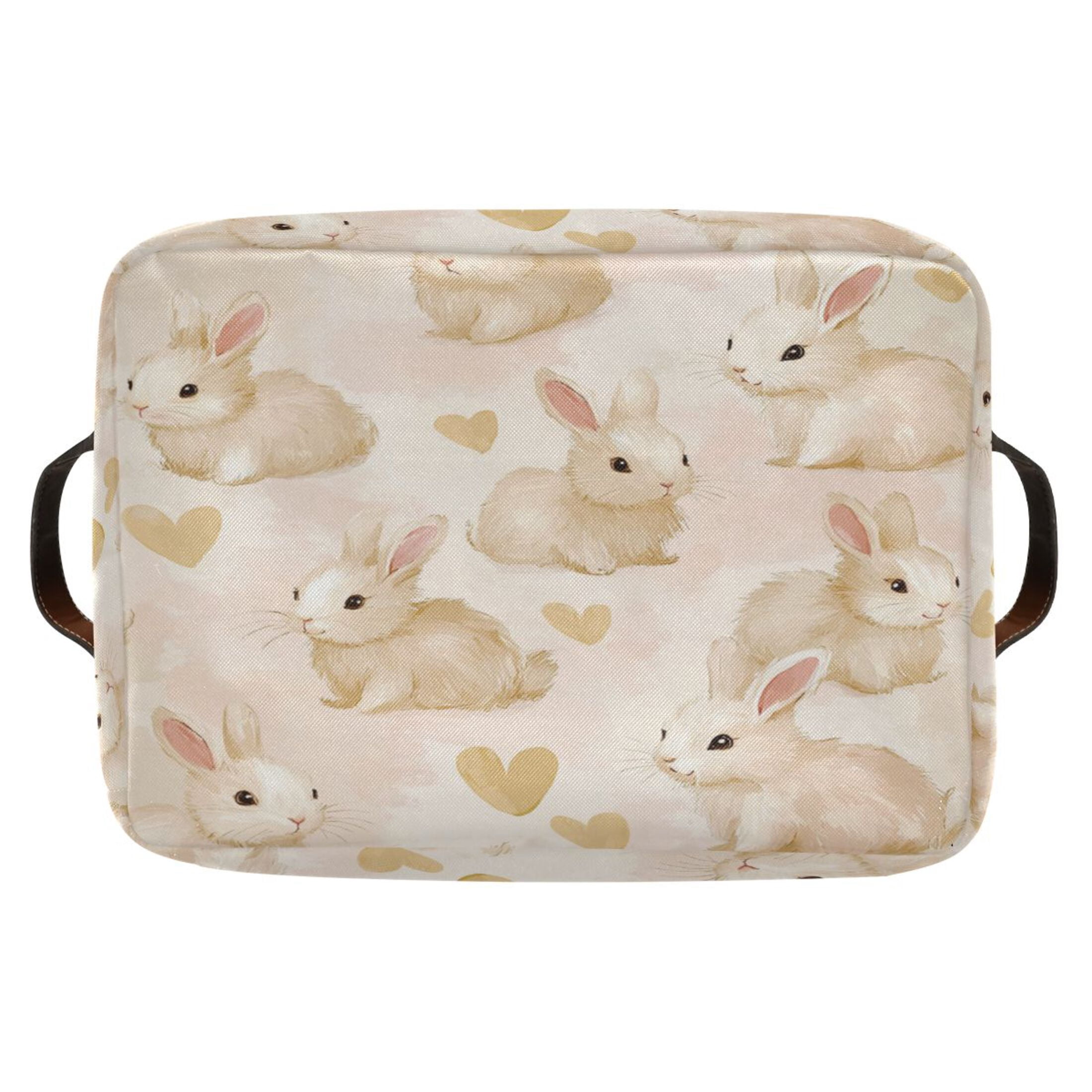 Small Bunnies Foldable Storage Basket,Canvas Fabric Foldable Storage Bins with Handles Open Home Storage Bins Boxes for Toy Book Shelf Closet Baskets