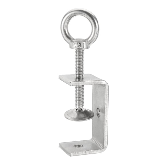 Uxcell2 Pcs 304 Stainless Steel C Clamps 120mm Square Mini Tiger Clamp Adjustable Heavy Duty Metal U Clip with Butterfly Screws for Woodworking Welding Mounting, Silver