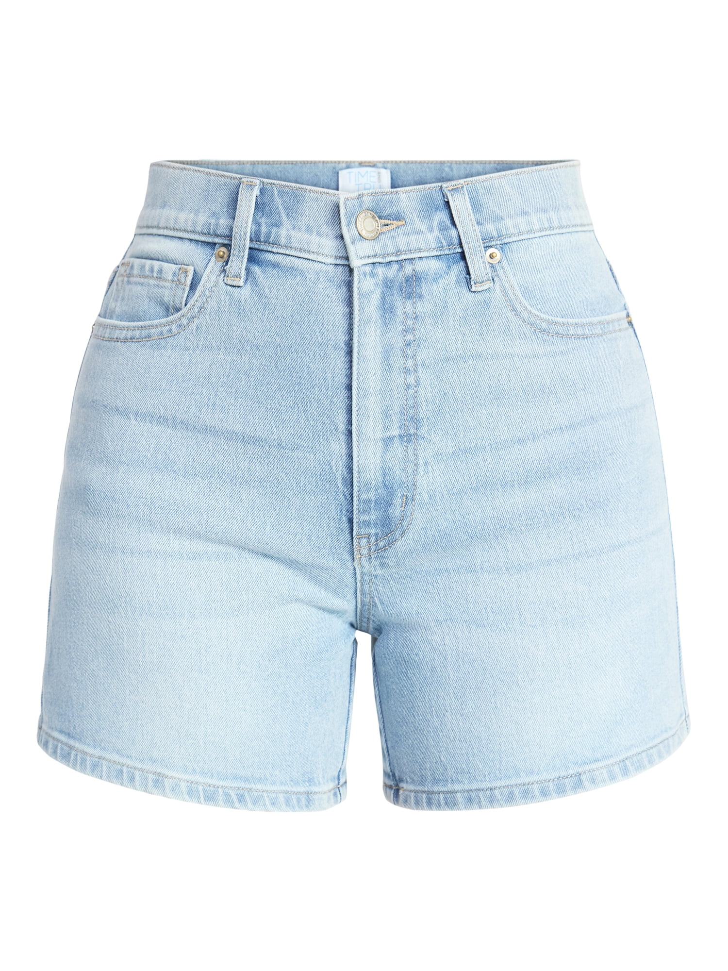 Time and Tru Women's High Rise Denim Shorts, 5" Inseam, Sizes 0-20