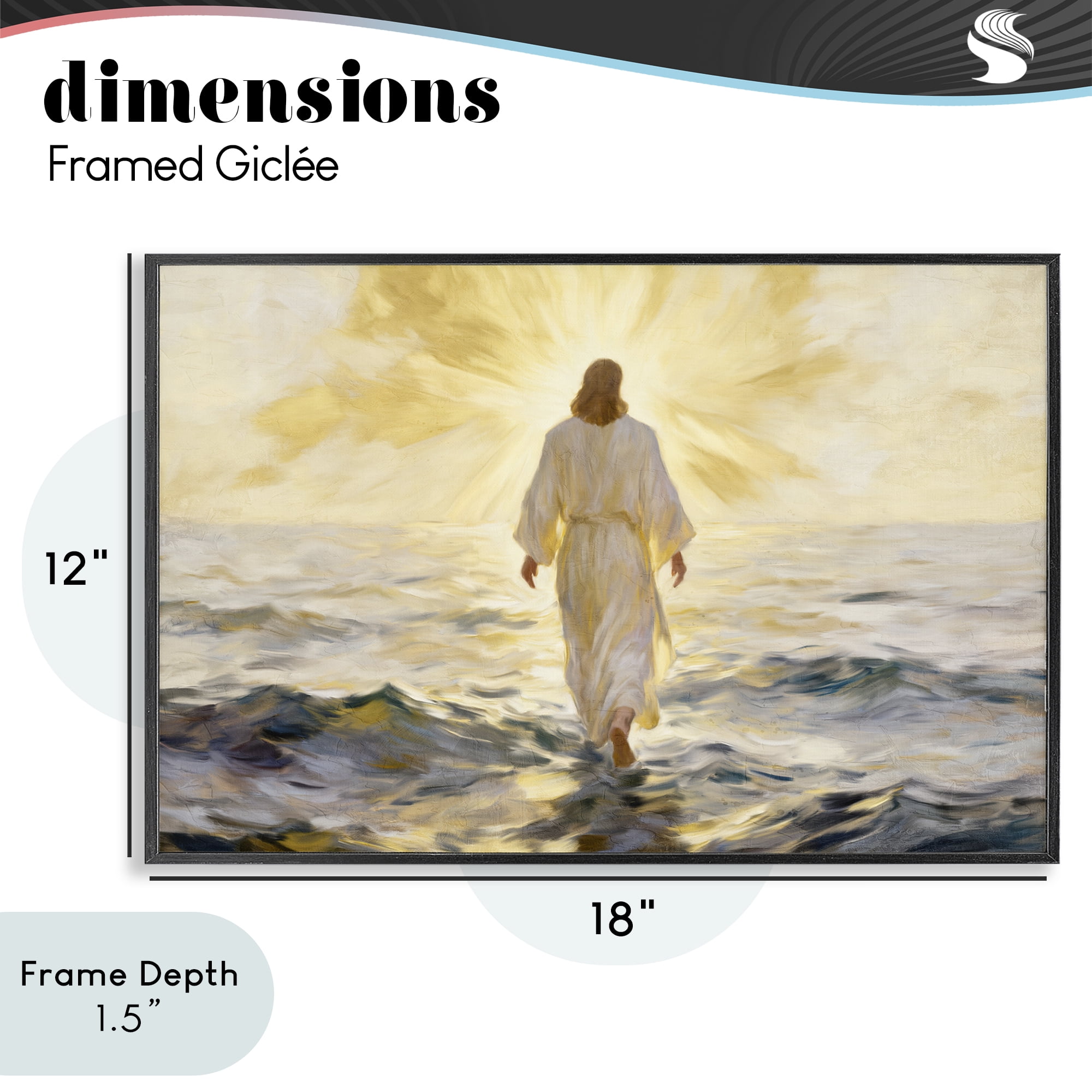 Stupell Industries Golden Walk Spiritual Figure Black Framed Giclee Art, design by Kim Allen
