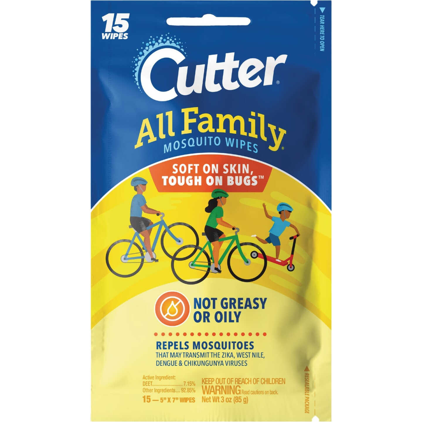 Cutter All Family Insect Repellent Wipes (15Pack)