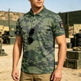 thumbnail image 2 of Mens Camo Polo Shirts Casual Short Sleeve Button Down Tactical Polo Shirt Quick Dry Classic Fit Golf Tees, 2 of 6