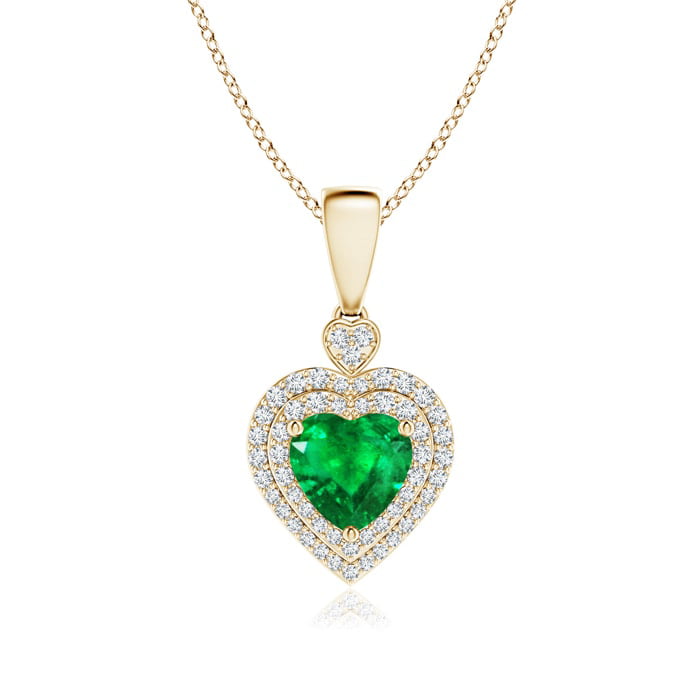 Angara - May Birthstone Jewelry - Emerald Heart Pendant with Diamond ...